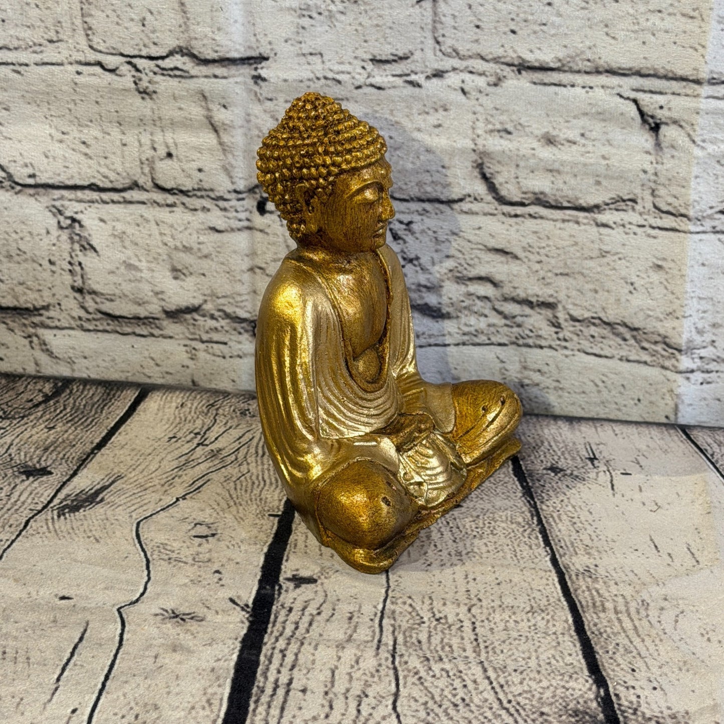 Bronze & Bronze 15cm x 12cm Small Thai Buddha Sitting Statue Resin Hindu2
