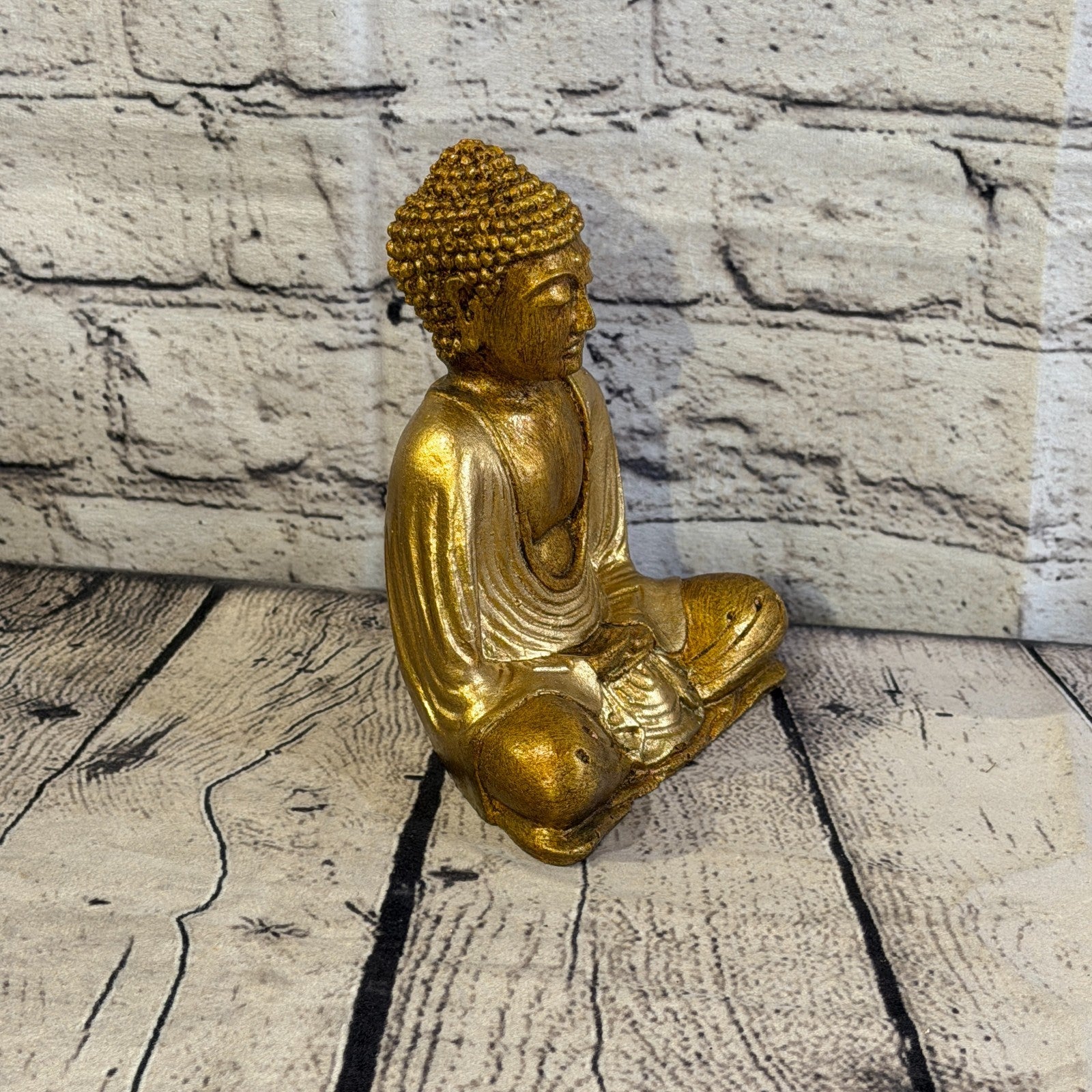 Bronze & Bronze 15cm x 12cm Small Thai Buddha Sitting Statue Resin Hindu2