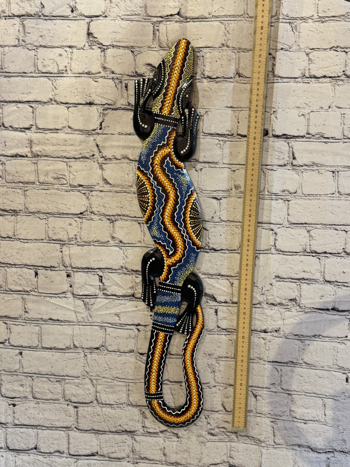 80cm Gecko Carved Wooden Dot Painted Ethnic Tribal Tiki Wall Art No 4 New4