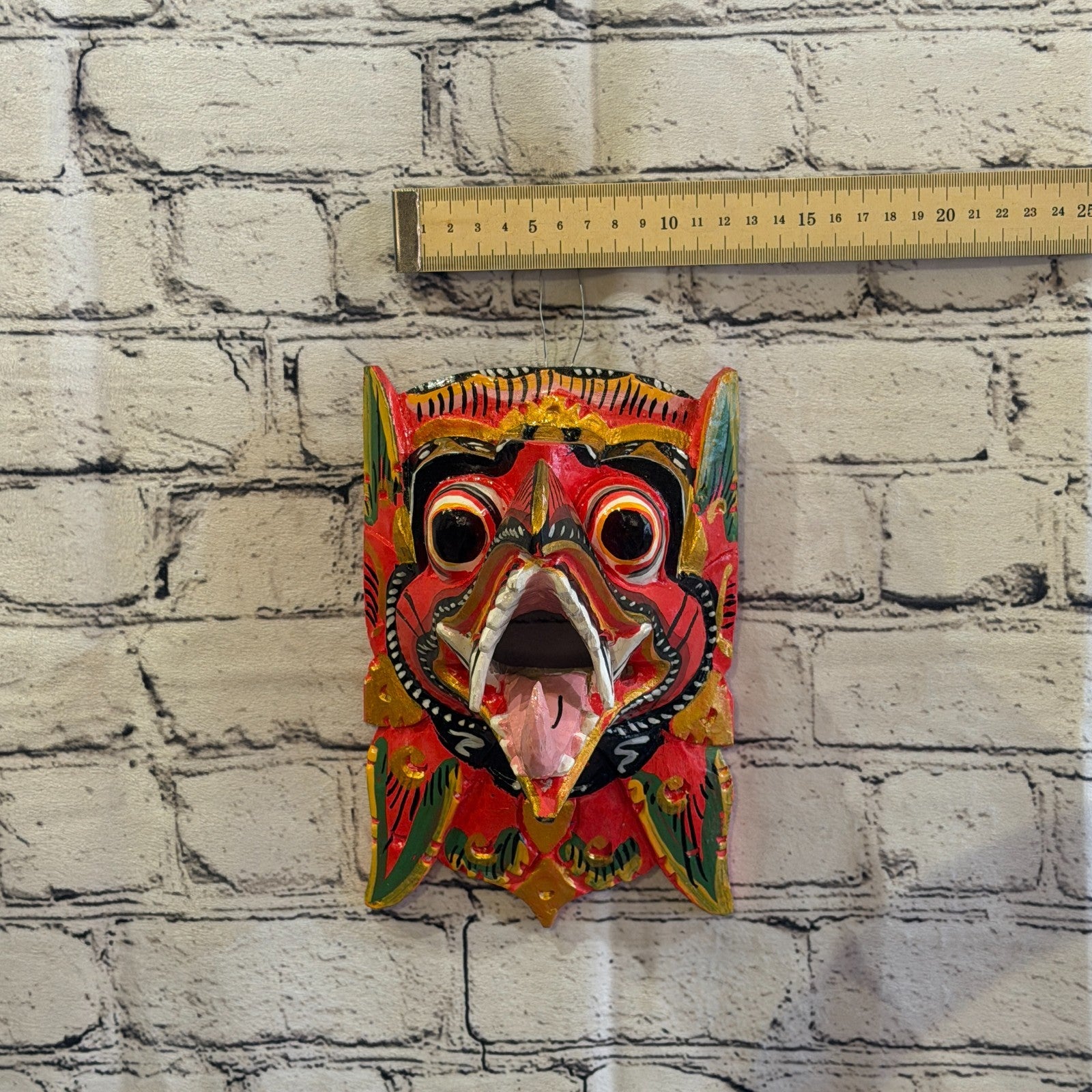20cm Garuda Red Demon Dragon Hindu Deity Wooden Hand Carved Mask Painted4