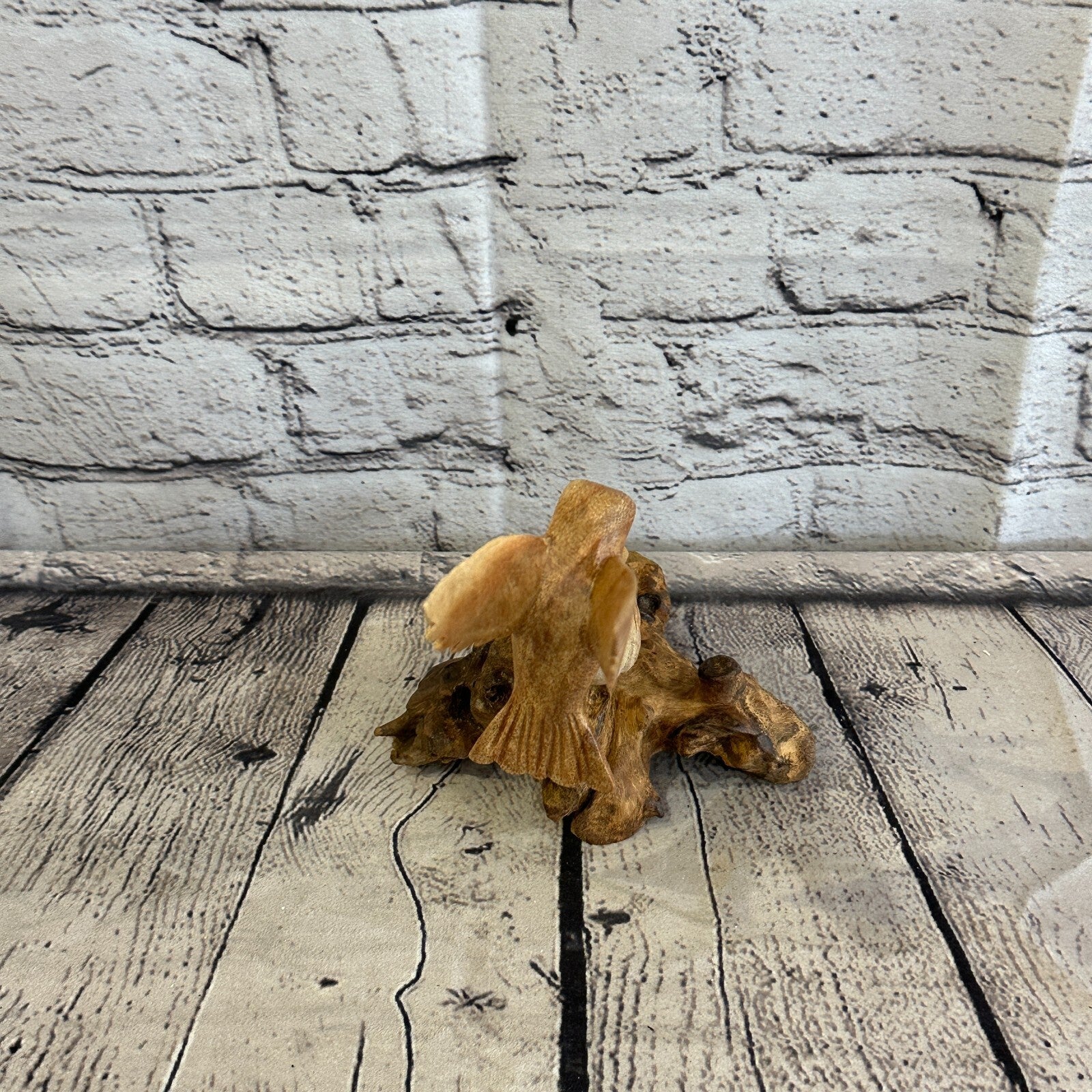 20cm Humming Bird With Baby Mushroom Parasite Ornament Natural Carving Wooden3