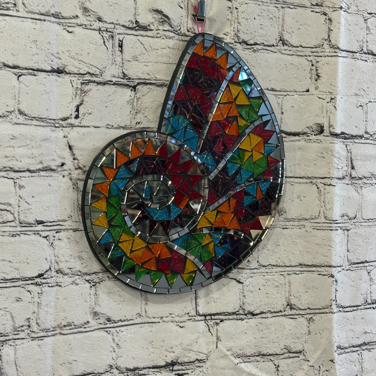 Rainbow Nautilus Shell Mosaic Tile Wall Mirror 30cm x 25cm Handmade New0