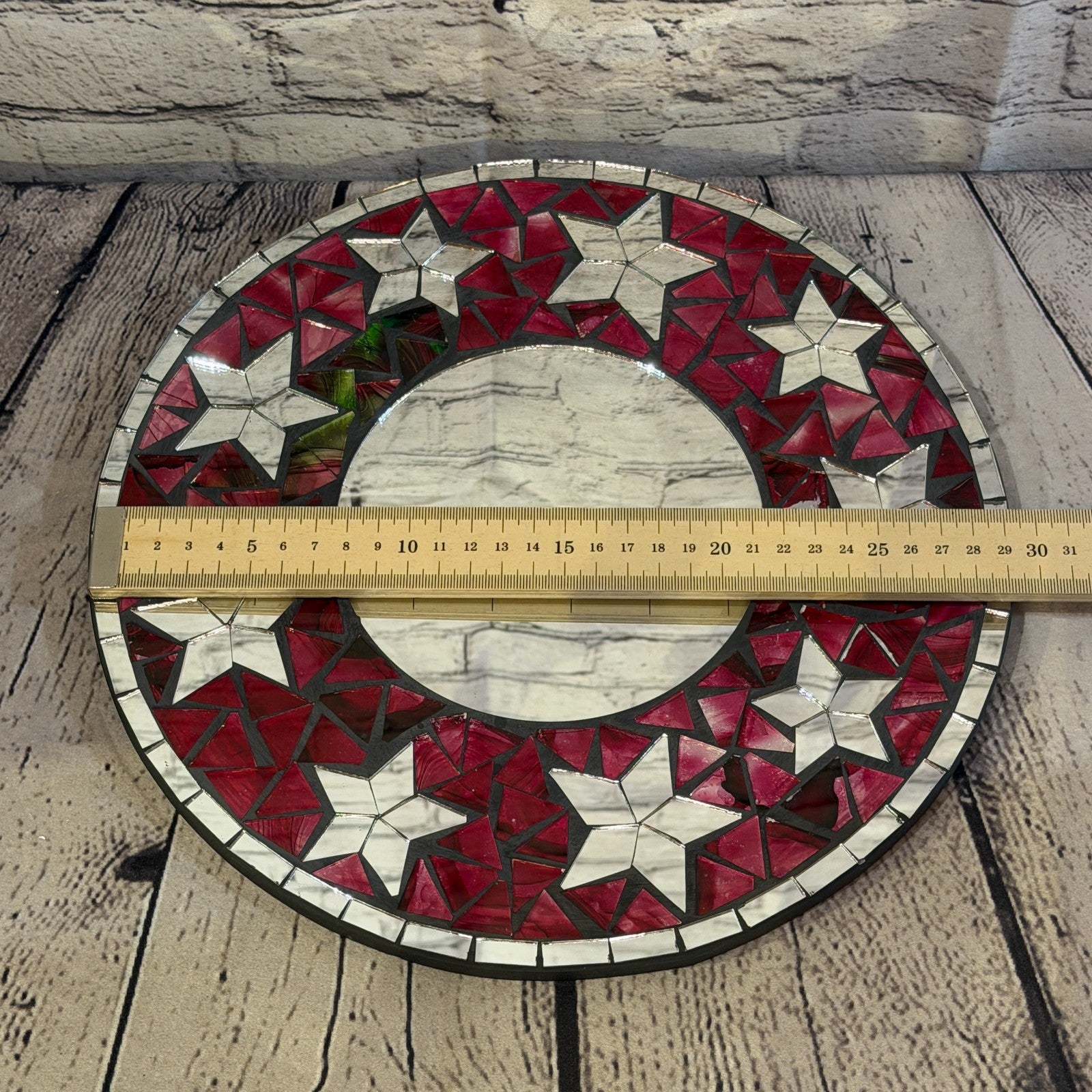 Red Star Black Mosaic Tile Wall Mirror 30cm x 30cm 12 Inches Handmade3