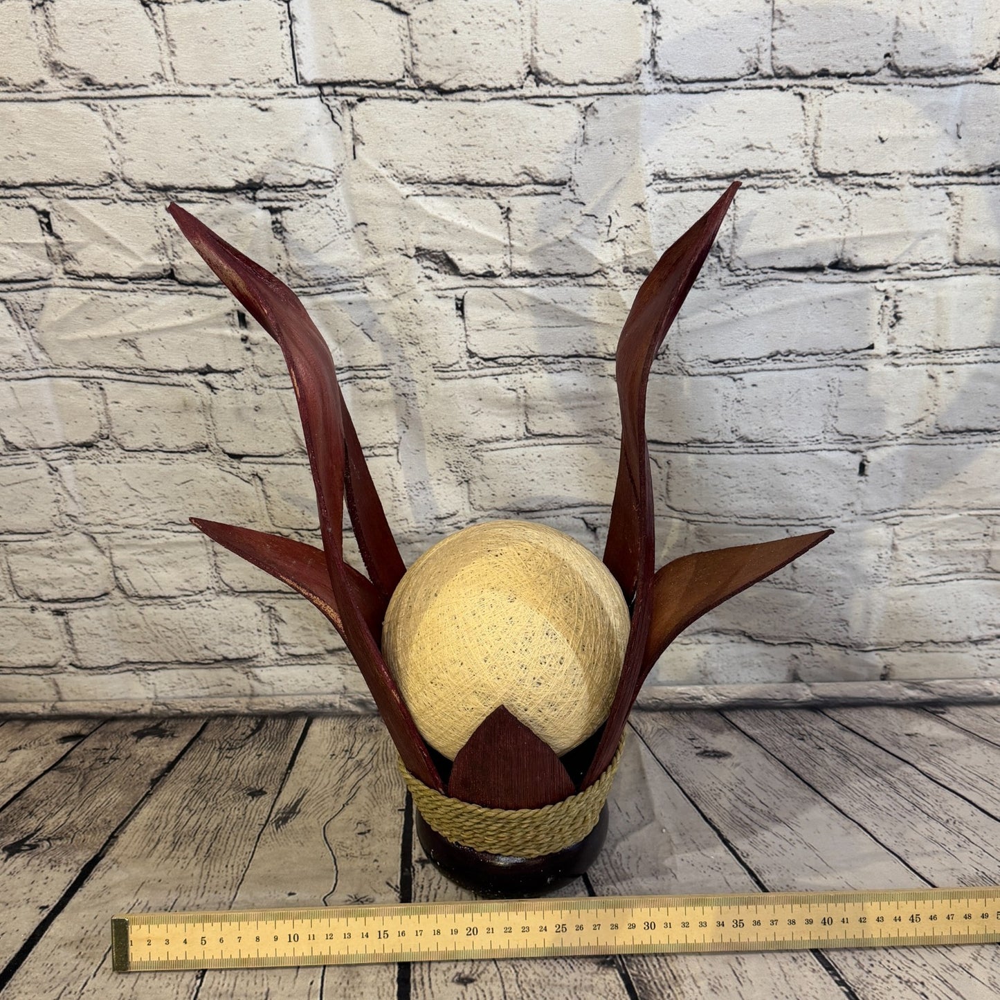 White Light Red Natural 45cm Tall Leaf Lamp Twist LED UK Mains Plug Design 46