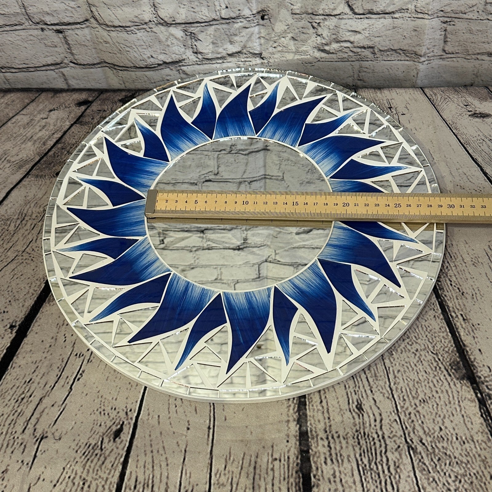 Dark Blue Flame Sun Mosaic Tile Wall Mirror 40cm x 40cm 16 Inches Handmade New5