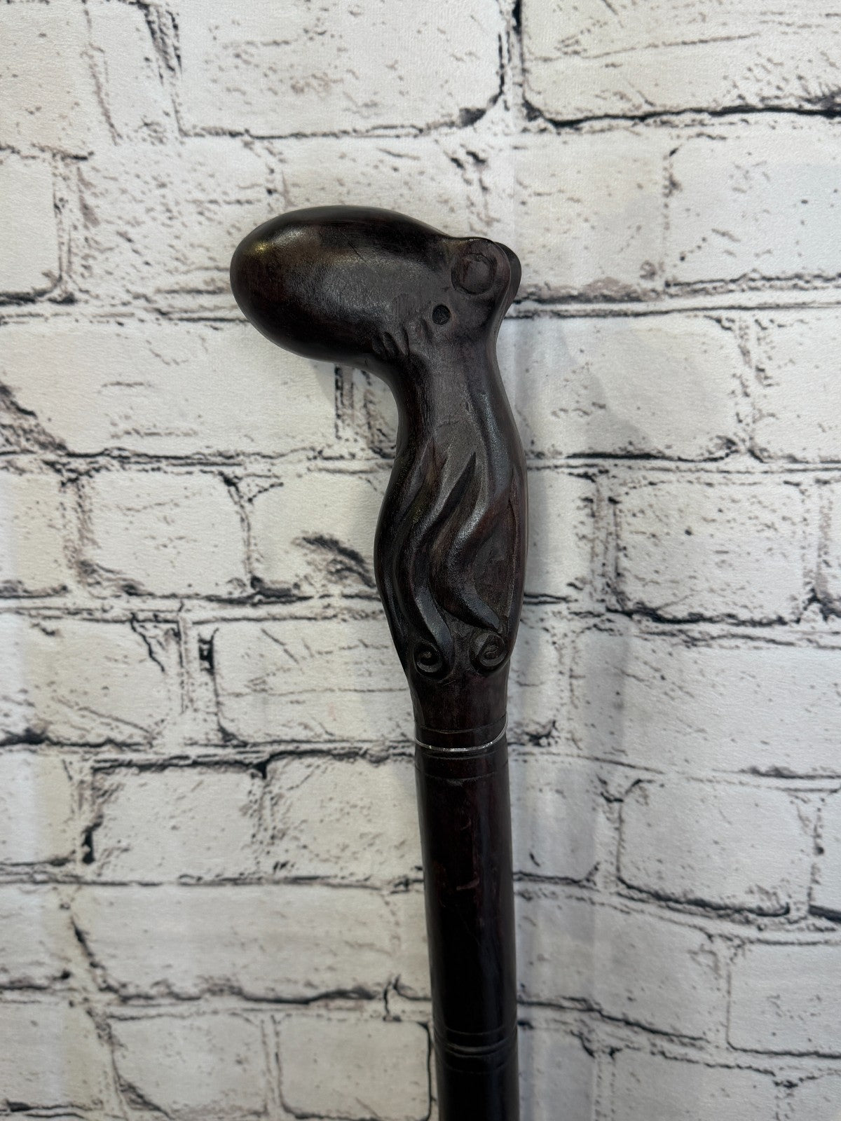 Octopus Body 90cm Tribal African Walking Stick Cane Hand Carved Dark Wood0