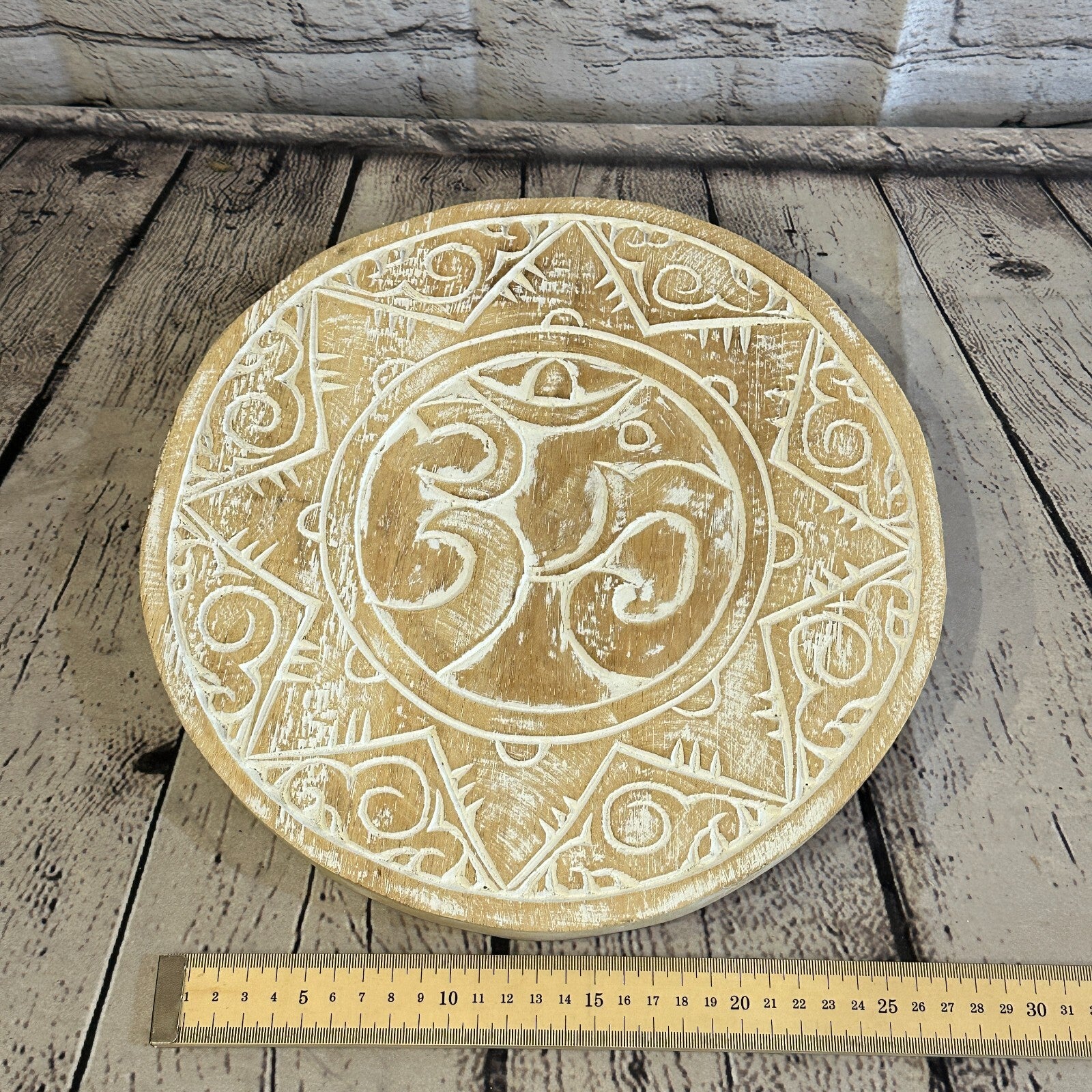 30cm Cream Style Wall Decoration Om Lucky Coin Designer Mask Wooden Handmade4