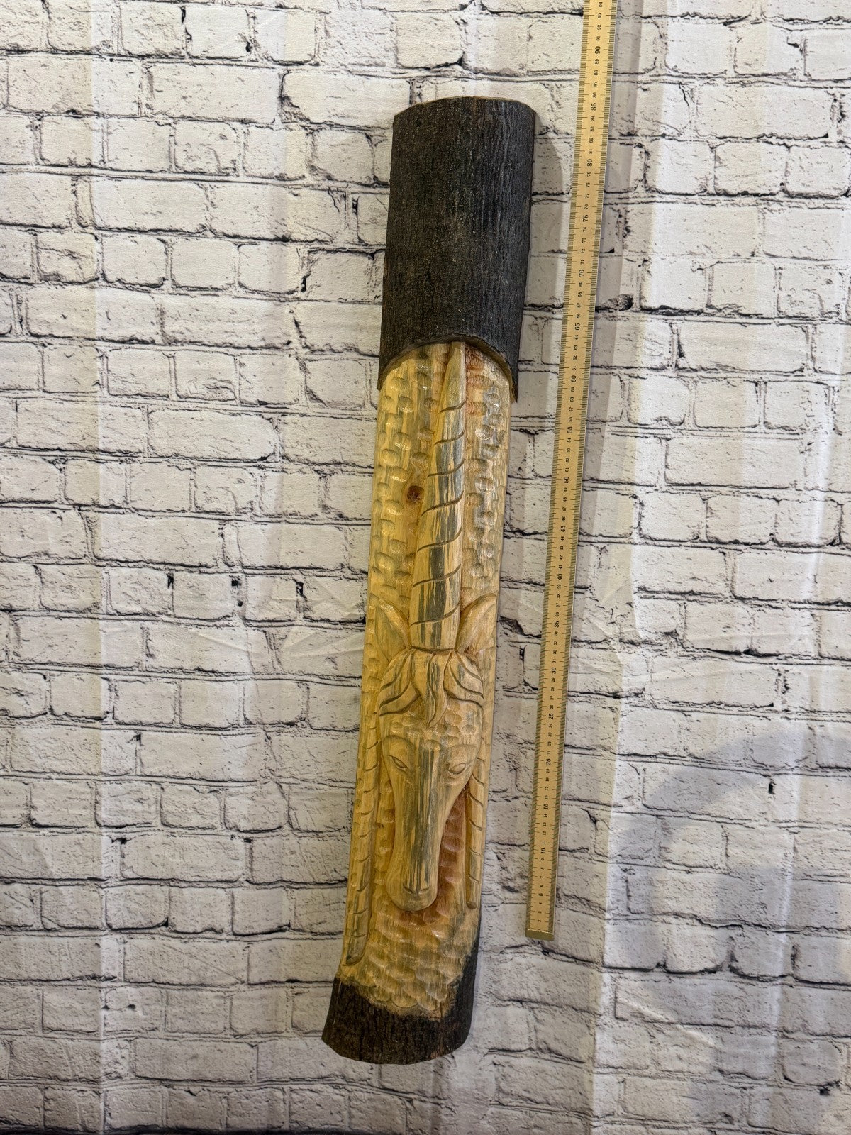 Mythical Unicorn 100cm Hand Carved Wizard Tree Trunk Wood Fairtrade4