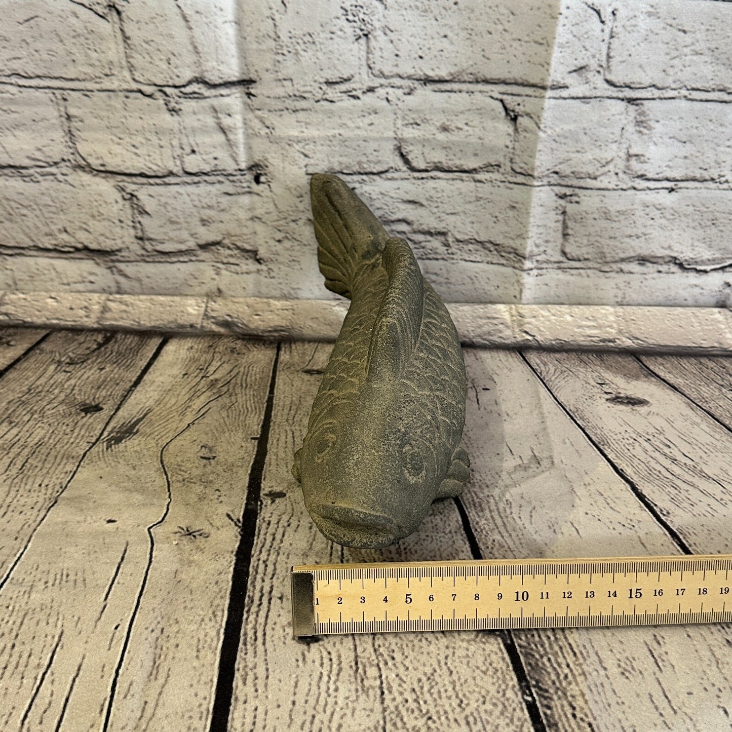 Koi Fish Carp Stone Garden 25cm x 10cm Ornament Outdoor Indoor Statue Hindu9