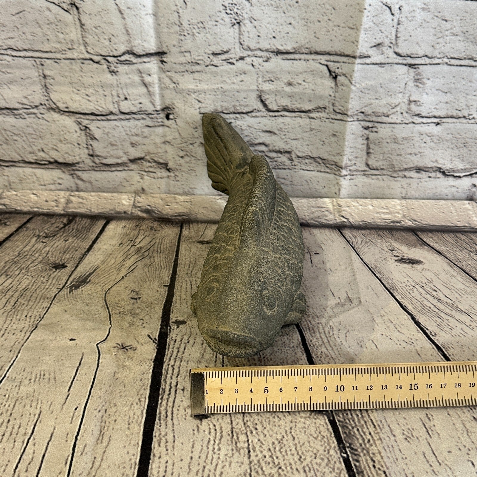 Koi Fish Carp Stone Garden 25cm x 10cm Ornament Outdoor Indoor Statue Hindu9