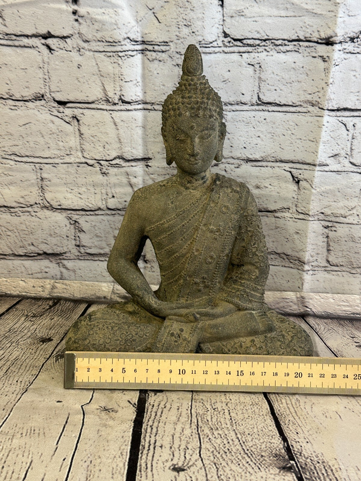 Spike Buddha Stone Garden 30cm x 20cm Ornament Outdoor Indoor Statue Hindu8