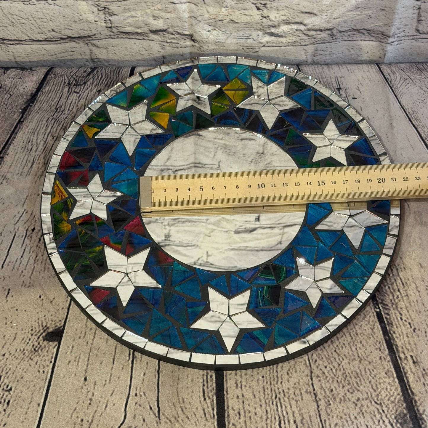 Blue Star Black Mosaic Tile Wall Mirror 30cm x 30cm 12 Inches Handmade5