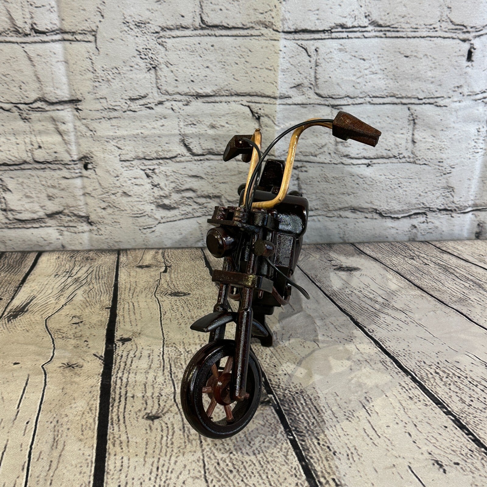 25cm Large Dark Wood Motorbike Motorcycle Model Wooden Ornament Decorative Bike2