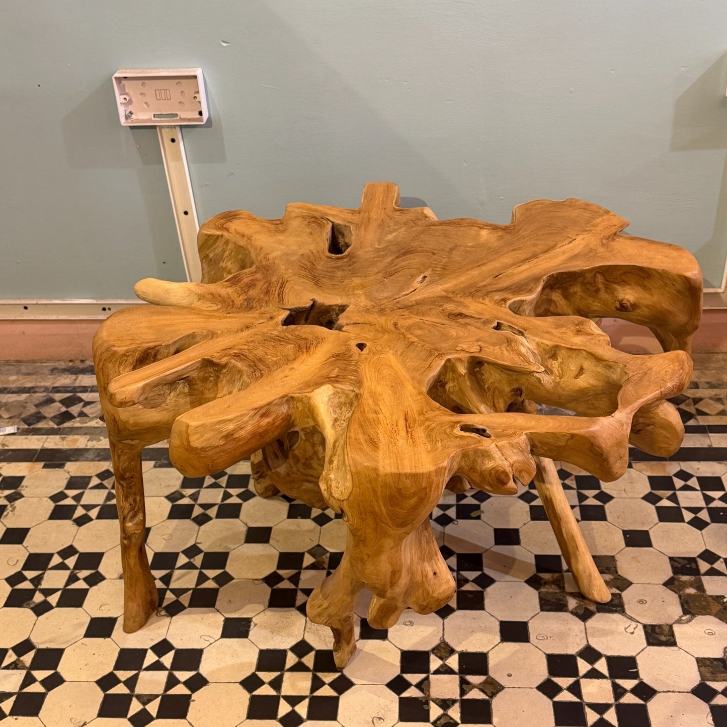45cm x 75cm x 75cm Solid Wood Coffee Table Tree Teak Side Table Wood Living Room0