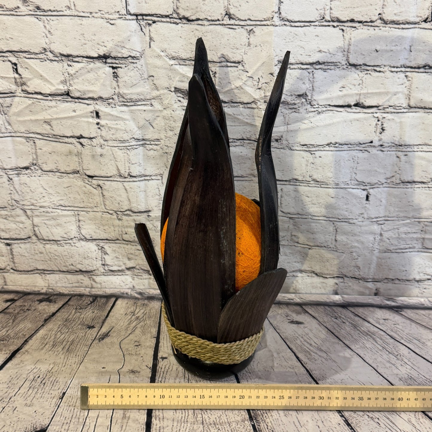 Orange Light Brown Natural 45cm Tall Leaf Lamp Twist LED UK Mains Plug Design 25