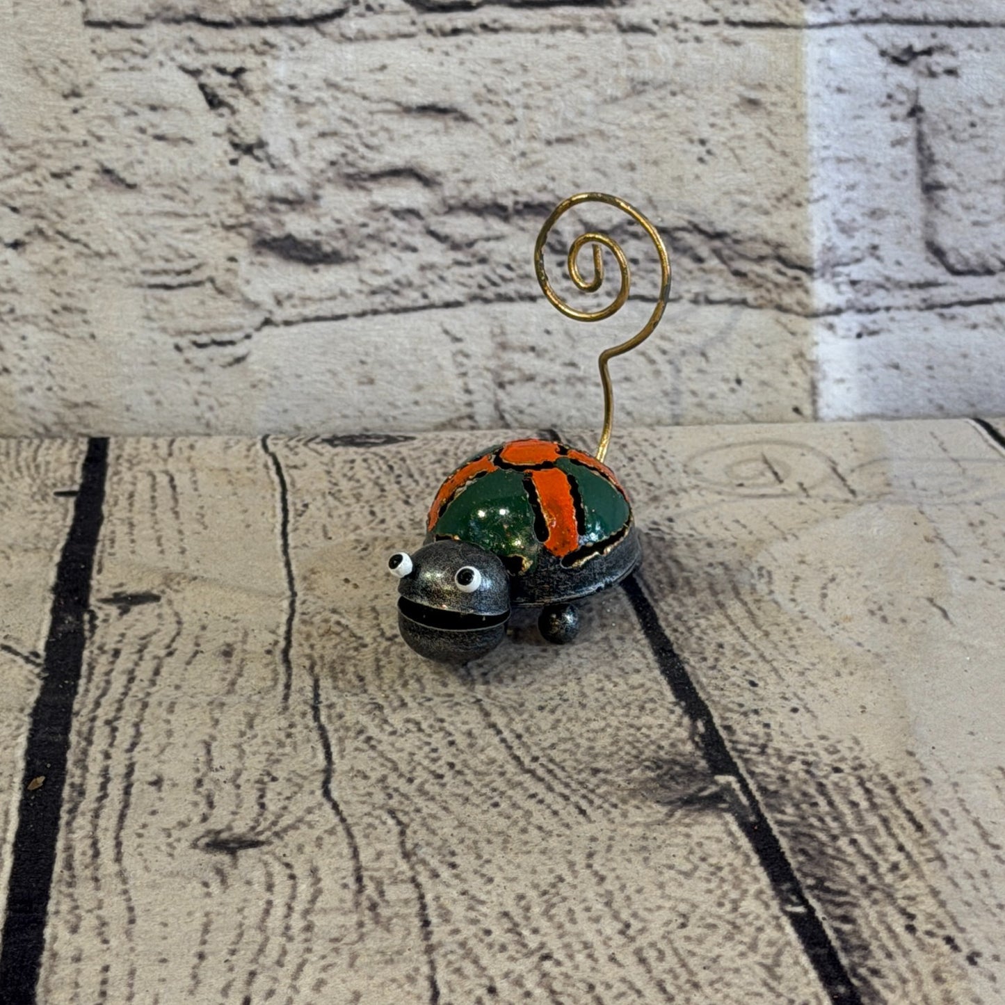7cm x 7cm Colourful Grey Tortoise Turtle Metal Tin Standing Ornament Statue0