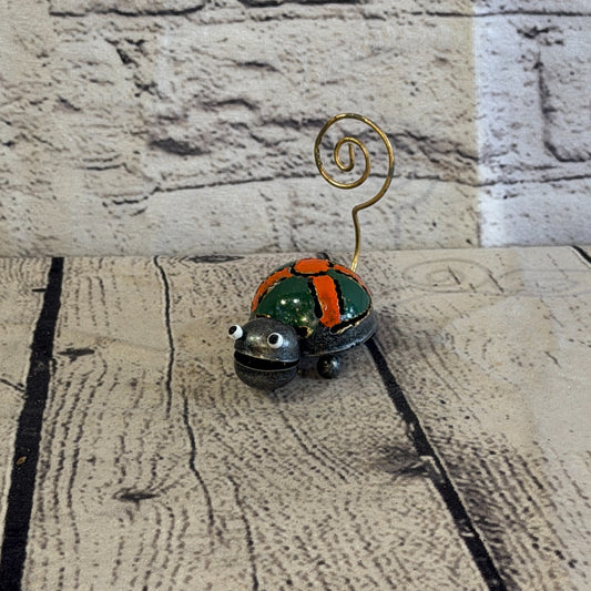 7cm x 7cm Colourful Grey Tortoise Turtle Metal Tin Standing Ornament Statue0