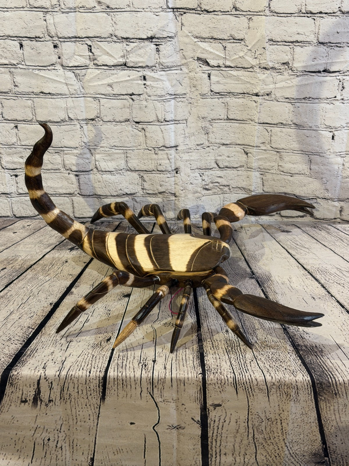 55cm x 45cm Wooden Scorpion Burnt Pattern Carving Hand Carved Walking Statue6