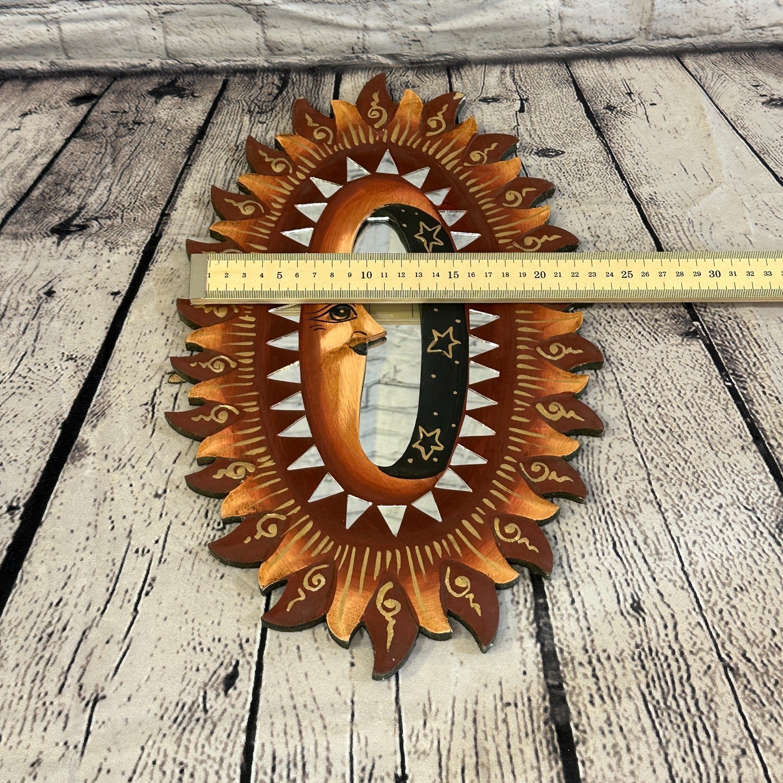 Red Full Moon Mosaic Tile Wall Mirror 40cm x 25cm 16 Inches Handmade Fairtrade4