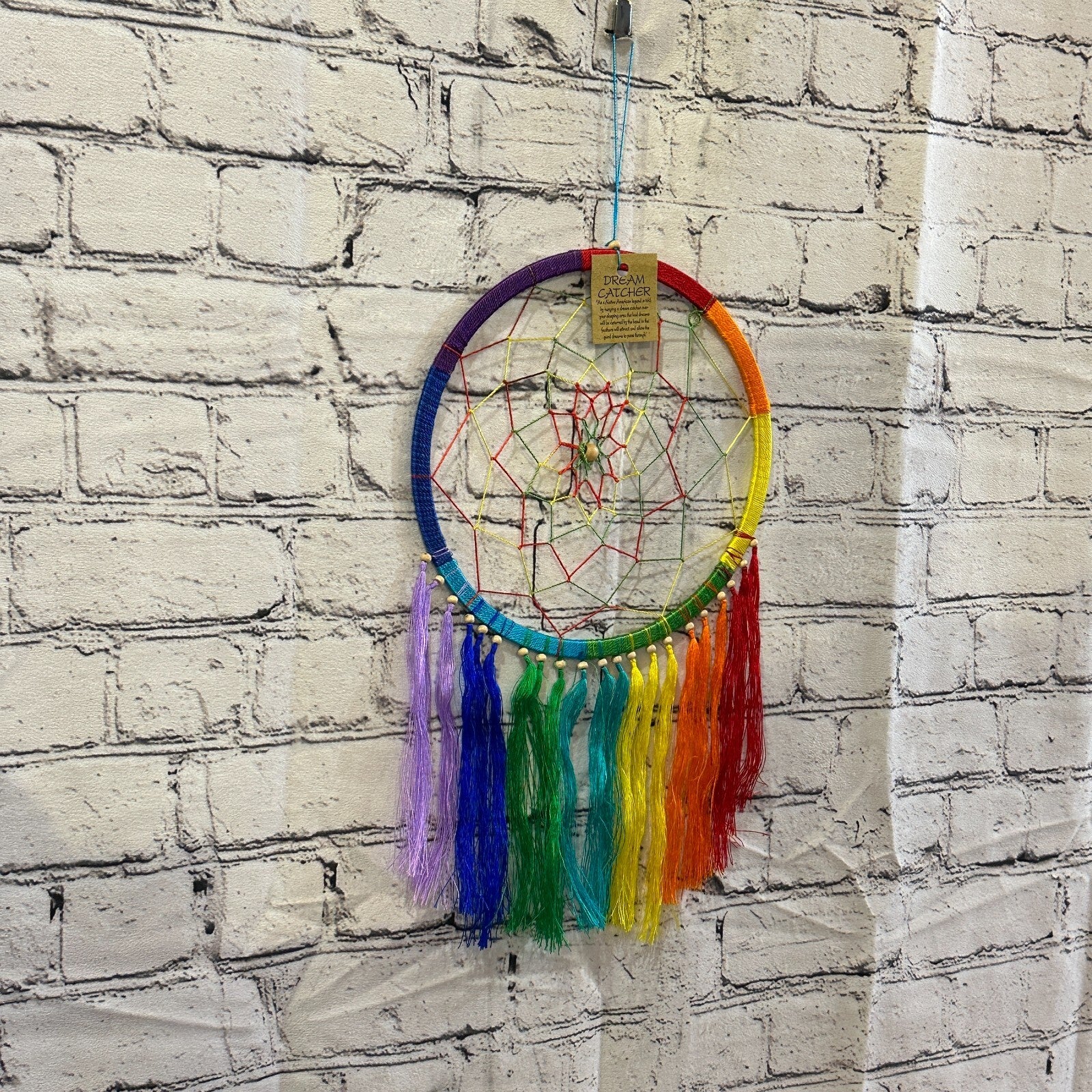 Rainbow Tassel 20cm x 20cm Dream Catcher Dreamcatcher Wall Hanging Ornament1