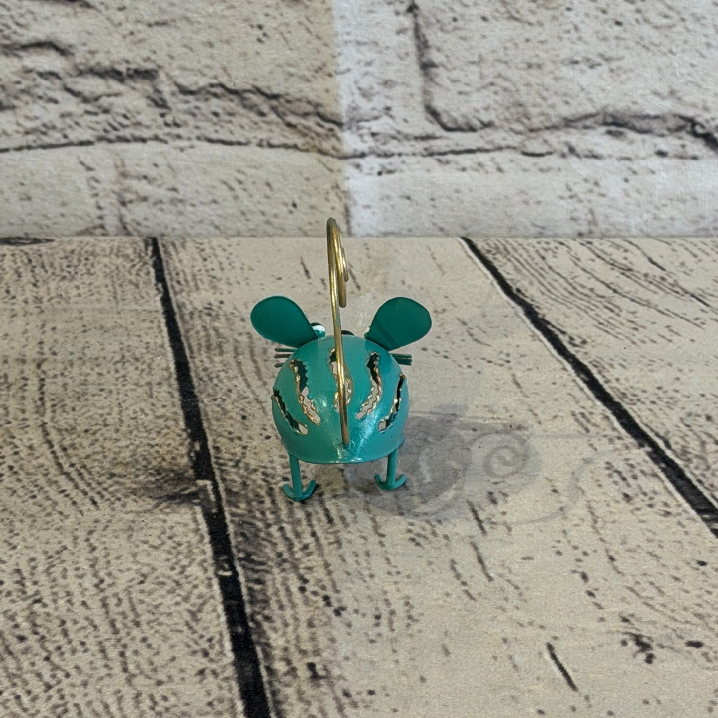 7cm x 7cm Colourful Blue Blue Mouse Rat Metal Tin Standing Ornament Statue4
