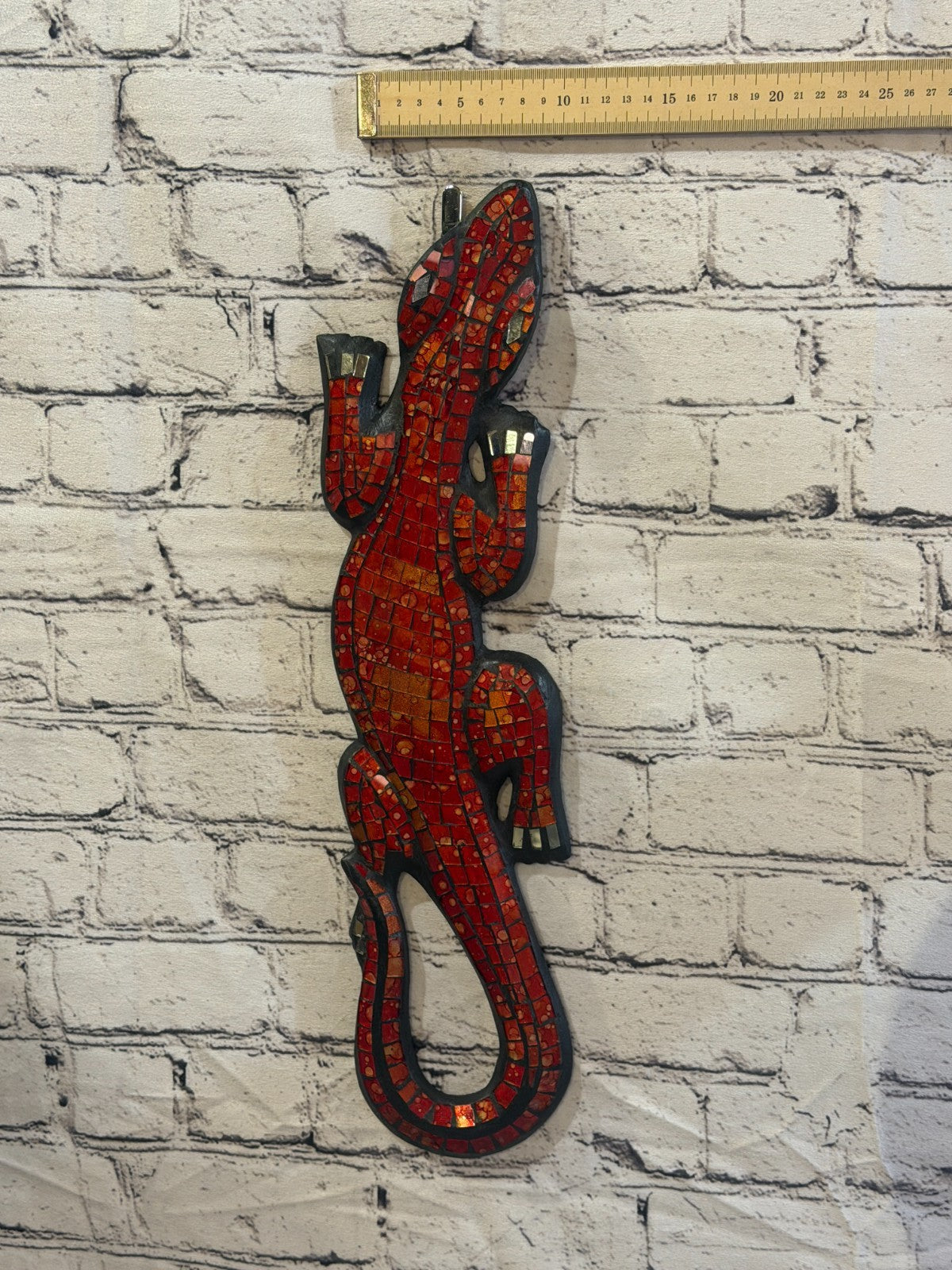 50cm Gecko Red Mosaic Wall Hanging Wooden Ornaments Wood Carving3