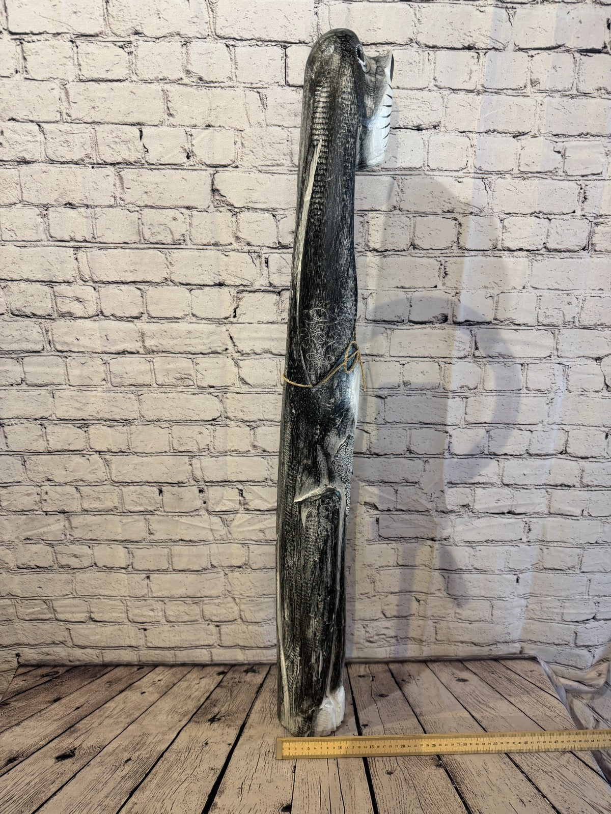 100cm Grey Wooden Shabby Dog Statue Ornament Fair Trade Handcarved7