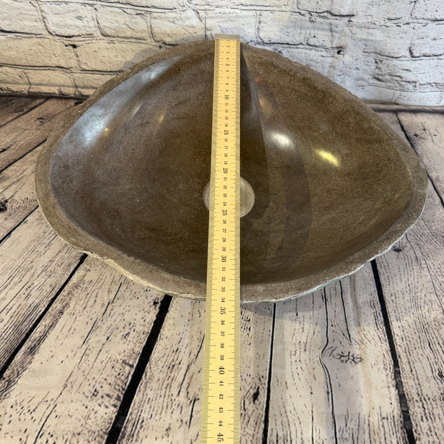 40cm x 34cm Wash Basin Bathroom Counter Top Washing River Stone Bowl Sink No 98