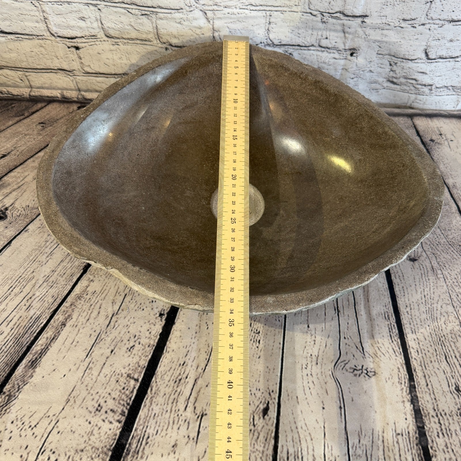 40cm x 34cm Wash Basin Bathroom Counter Top Washing River Stone Bowl Sink No 98