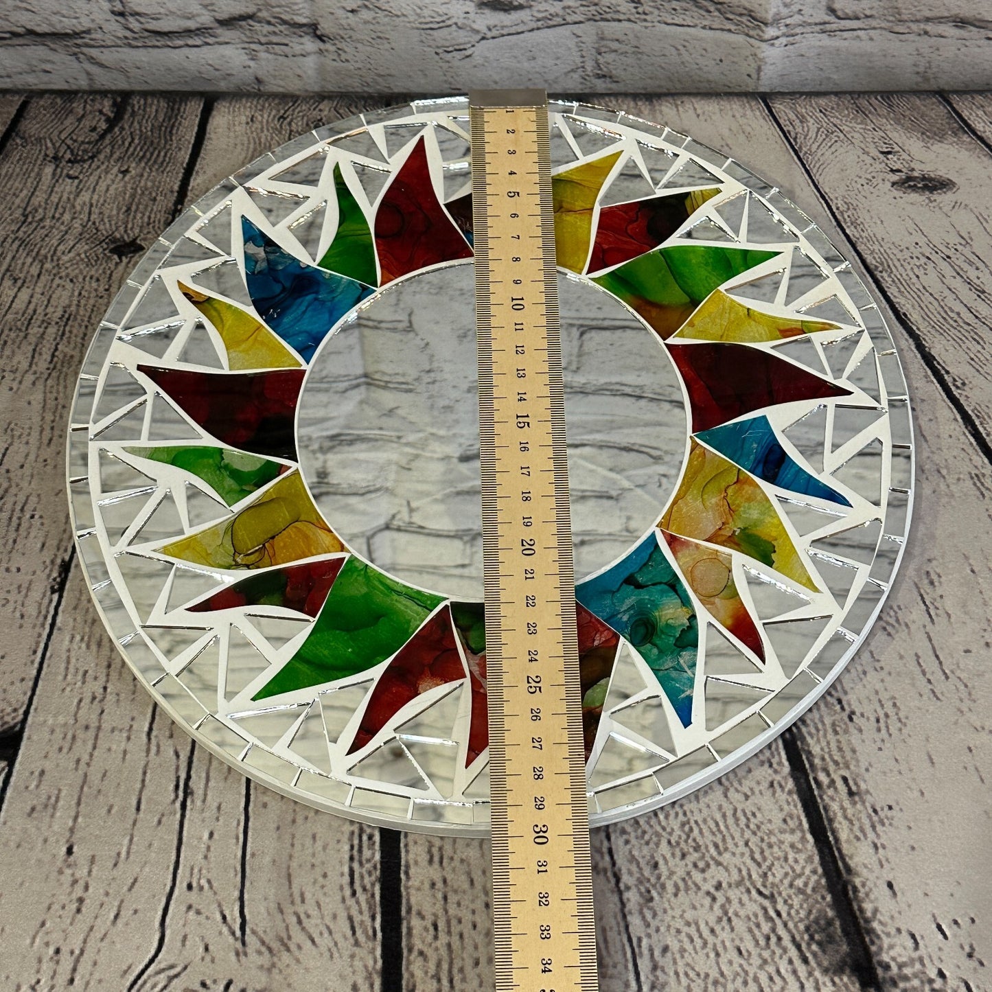Rainbow White Sun Mosaic Tile Wall Mirror 30cm x 30cm 12 Inches Handmade New4
