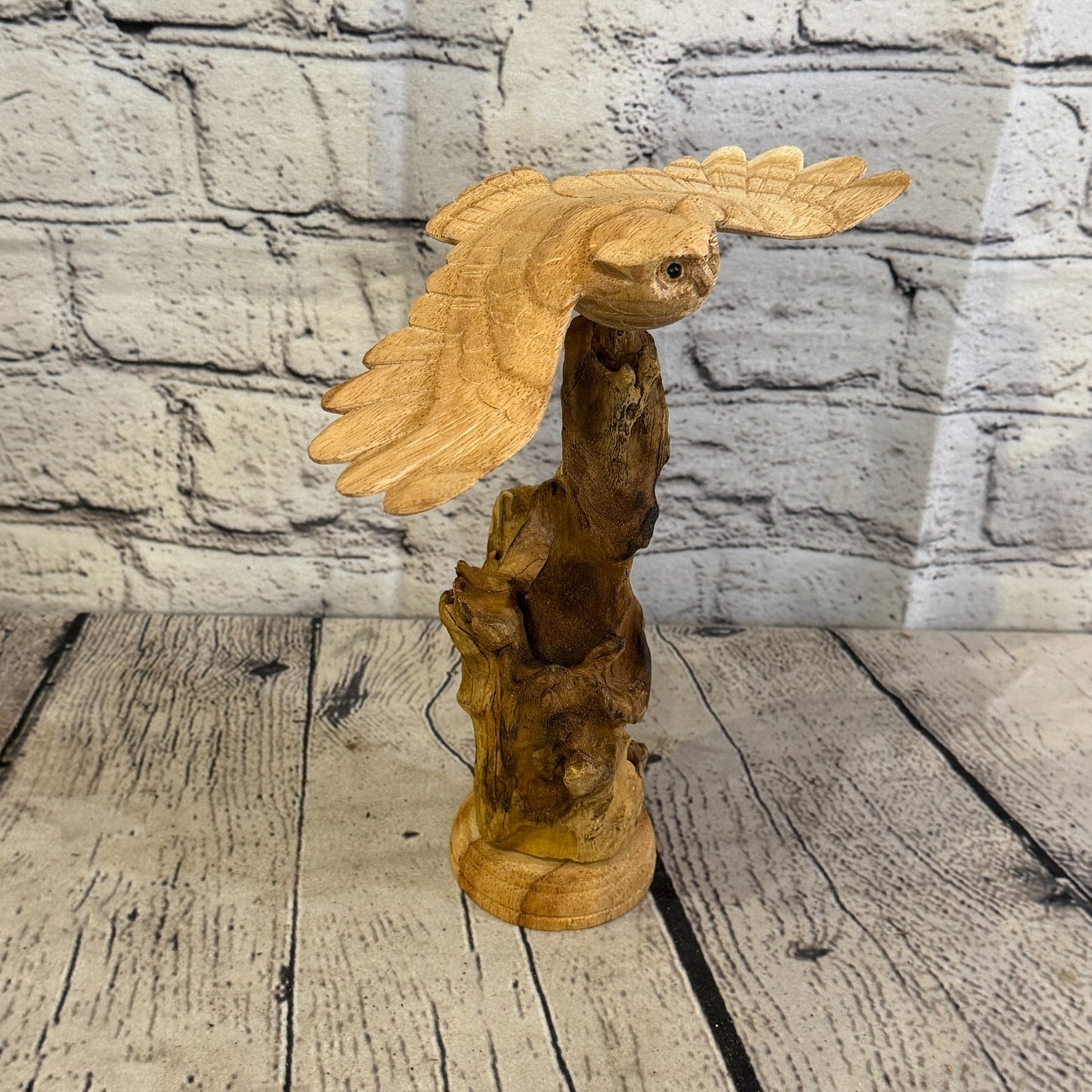 20cm Flying Owl Mushroom Parasite Ornament Natural Carving Fair trade Wooden2
