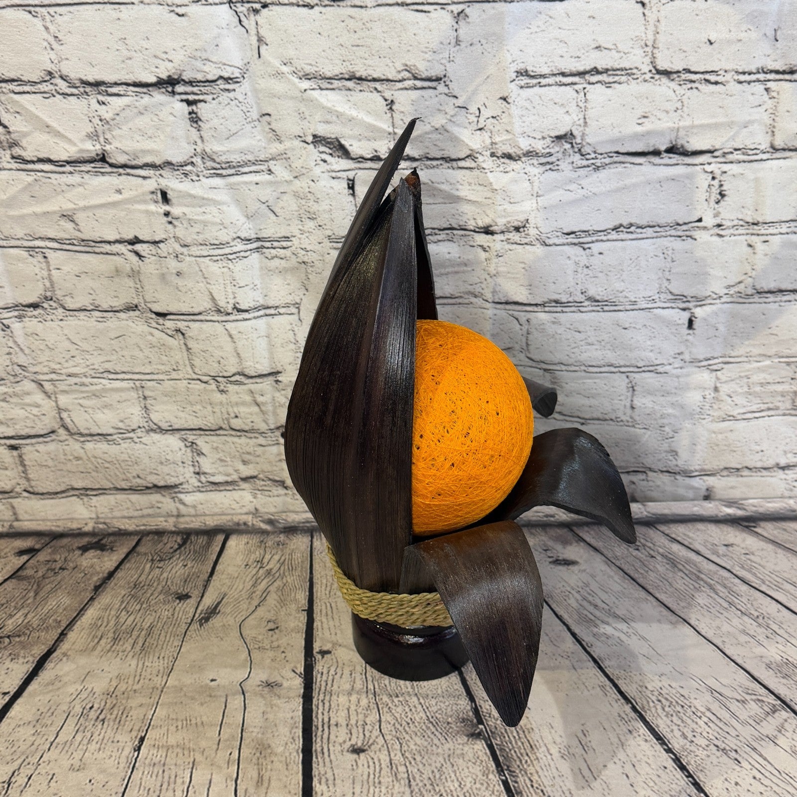 Orange Light Brown Natural 40cm Tall Leaf Lamp Twist LED UK Mains Plug Design 53