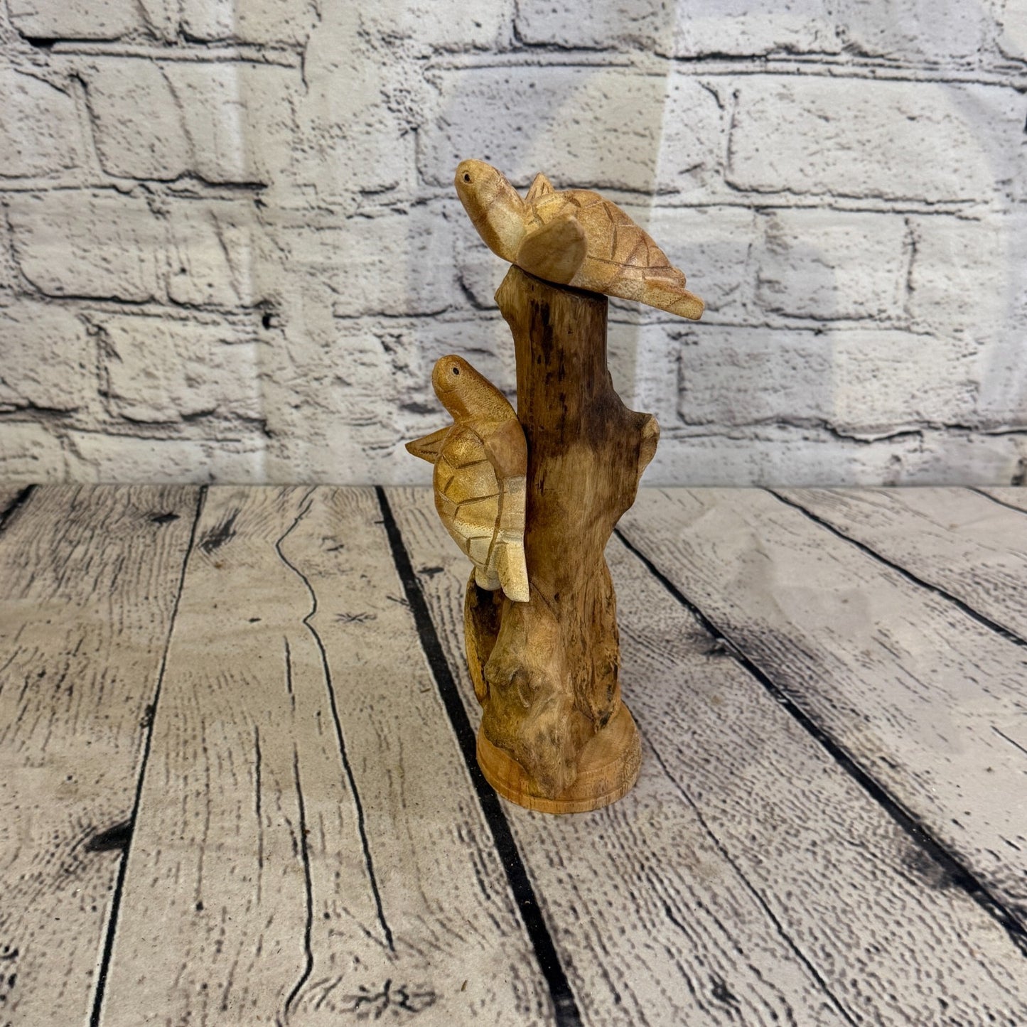 20cm Double Turtle Mushroom Parasite Ornament Natural Carving Fairtrade Wooden1