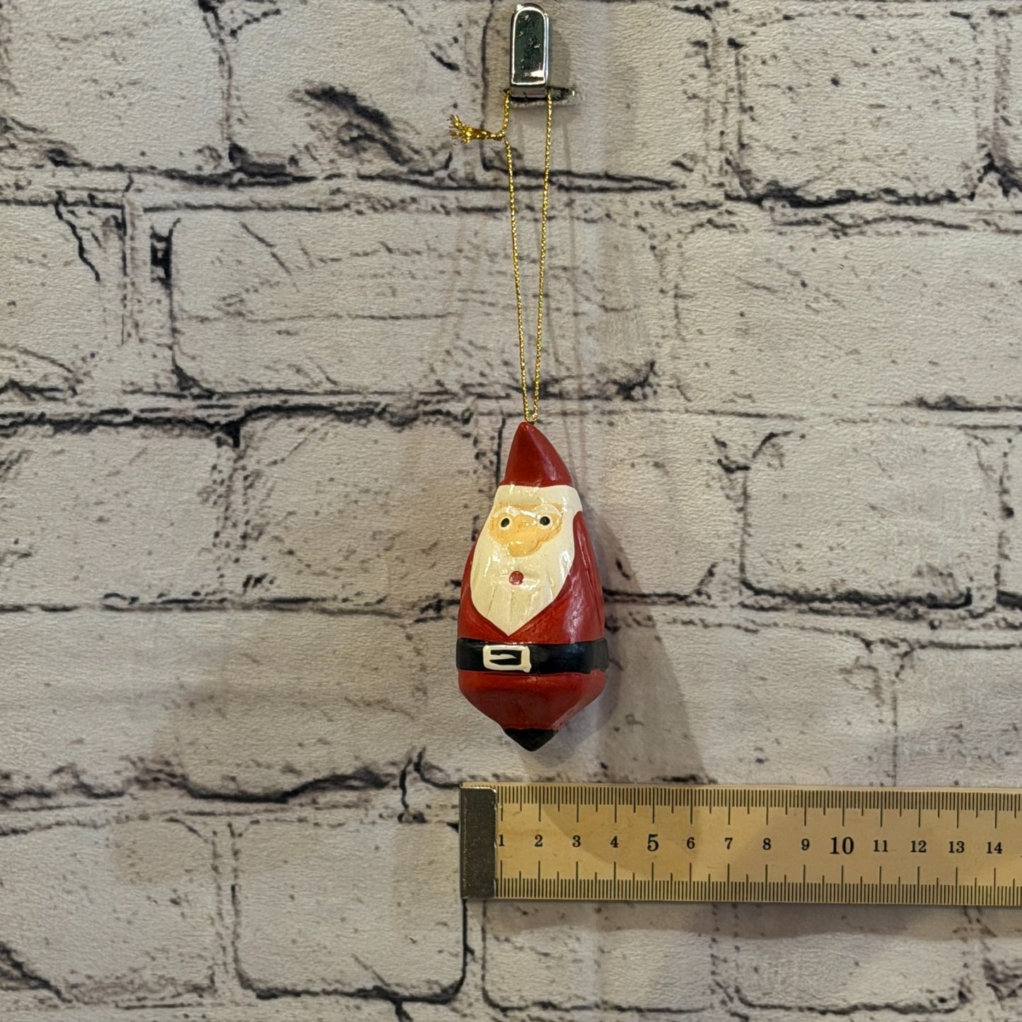 8cm Wall Hanging Santa Claus Father Christmas Figurine Folk Art Wood Handmade3