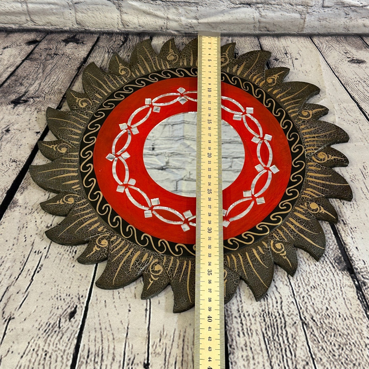 Red Rope Sun Mosaic Tile Wall Mirror 40cm x 40cm 16 Inches Handmade Fairtrade5