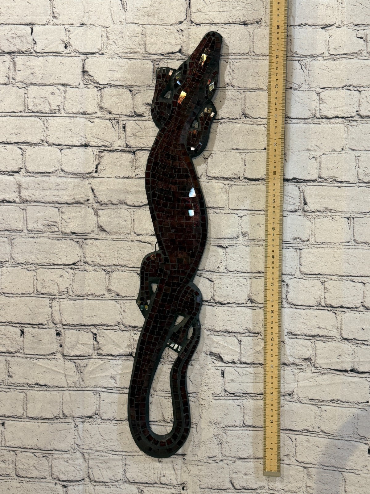 80cm Gecko Purple Mosaic Wall Hanging Wooden Ornaments Wood Carving4