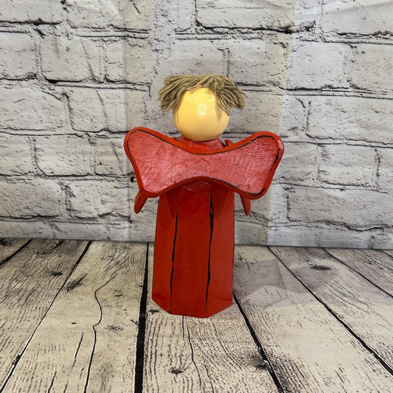 25cm x 10cm Red Cream Angel Red Heart Handcrafted Wood Xmas Christmas Ornament5