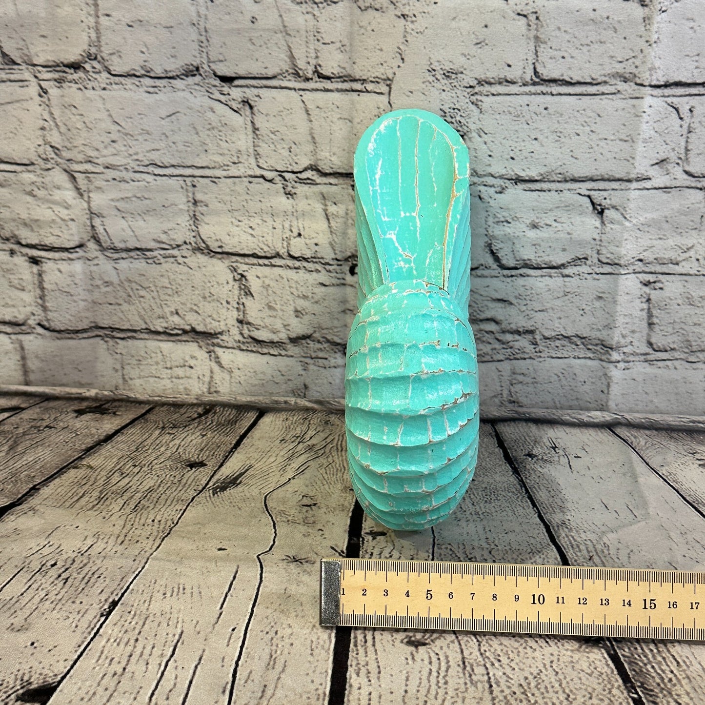 25cm Green Shabby Nautilus Shell Ornament Decor Carved Light Wood Parcel Figure8