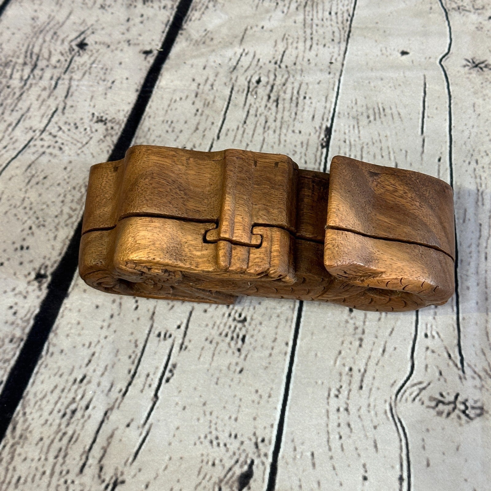 Carved Mermaid 4 Bit Wooden Puzzle Box Secret Box Magic Trinket Handmade1