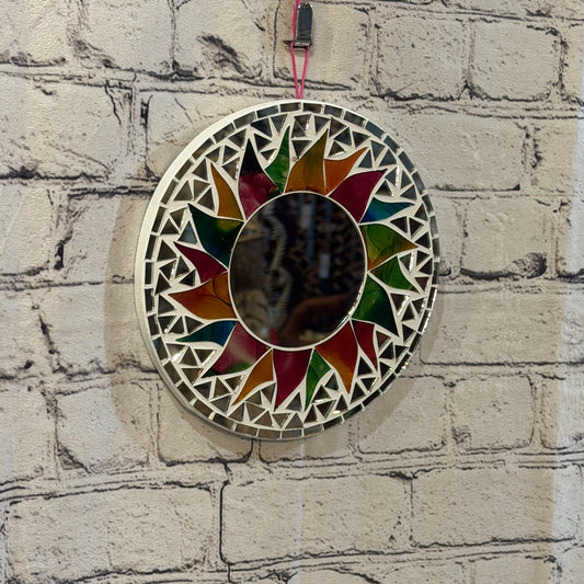 Rainbow White Sun Flame Mosaic Tile Wall Mirror 20cm x 20cm 8 Inches Handmade0