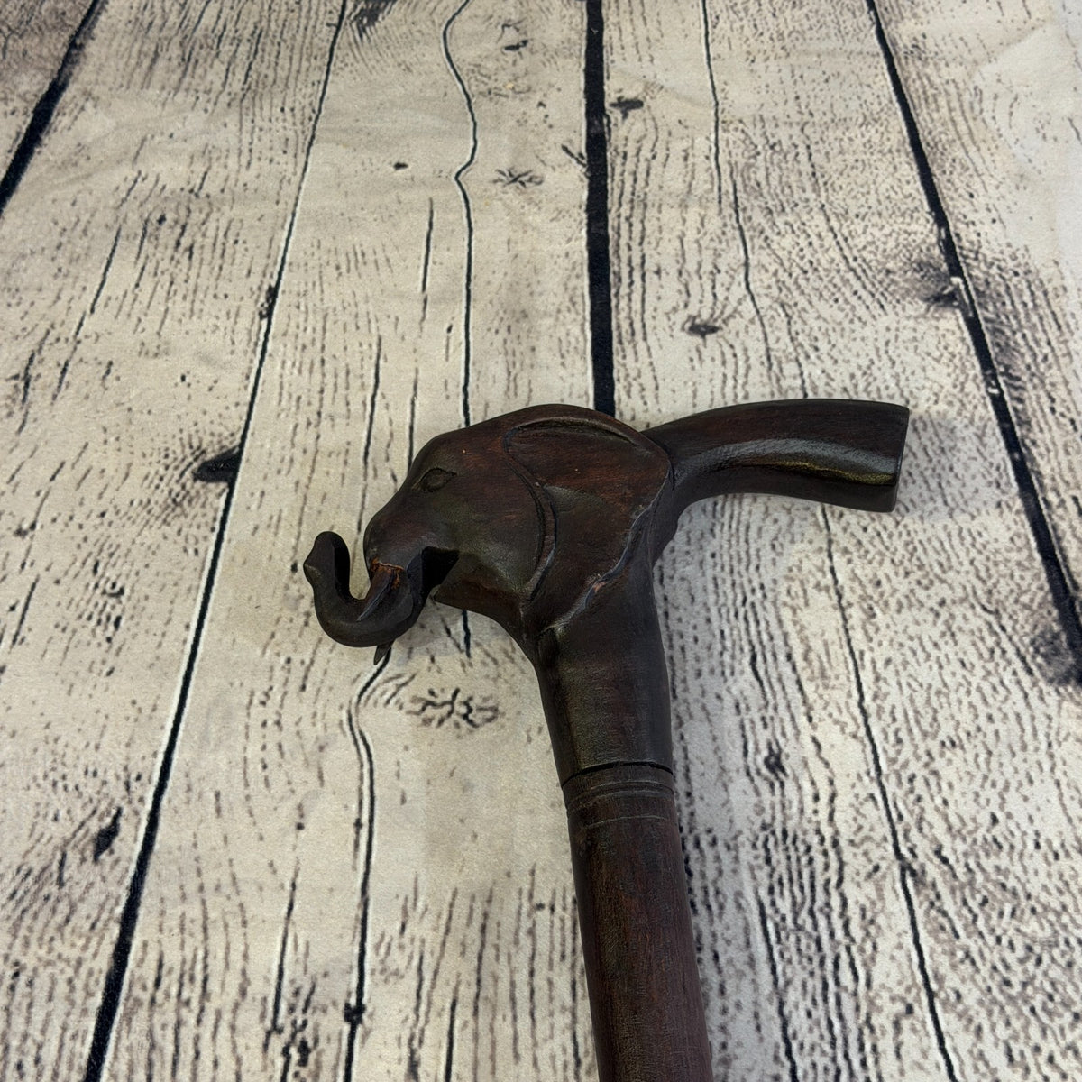 Elephant Head 90cm Tribal African Walking Stick Cane Hand Carved Dark Wood6