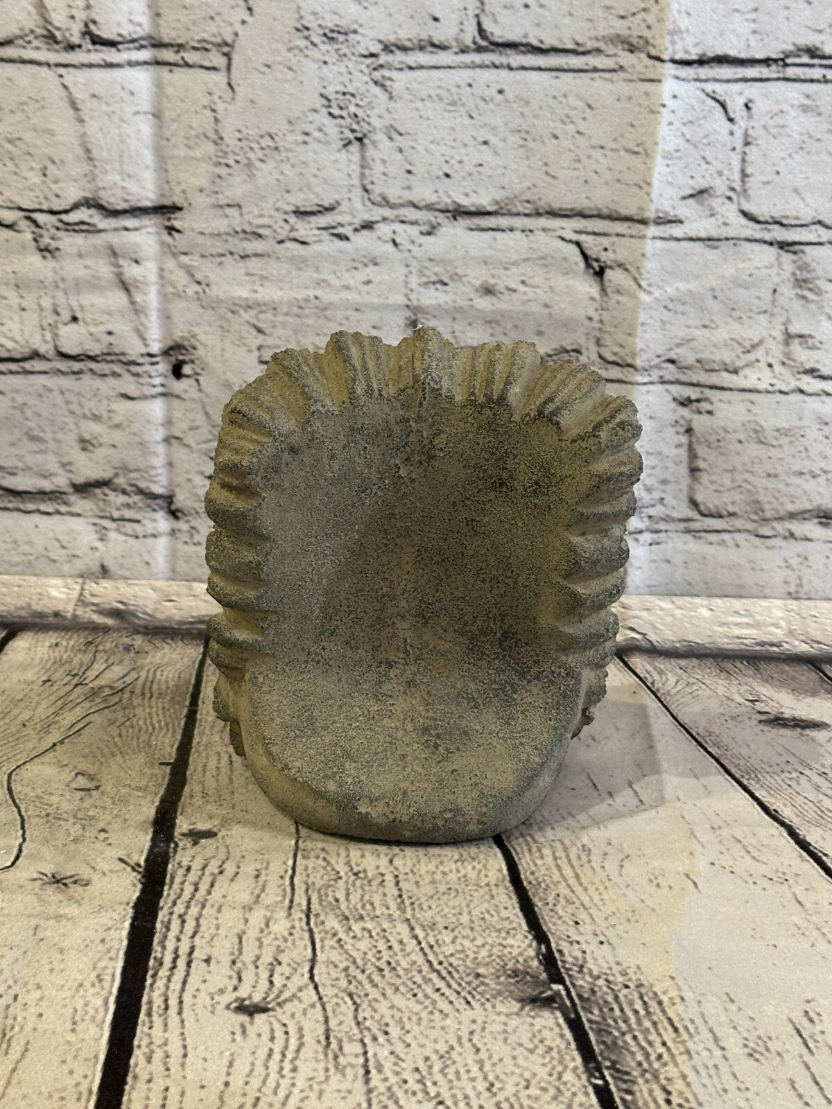 Green Man Pattern Stone Garden 15cm x 12cm Ornament Outdoor Indoor Statue Hindu6