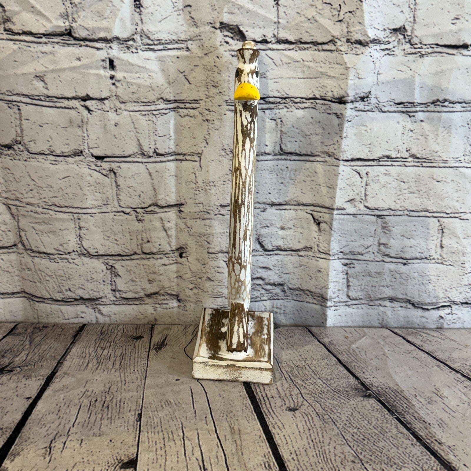 Looking Forward 35cm Tall Wooden Brown Duckling Baby Duck Shabby Wood Fairtrade1