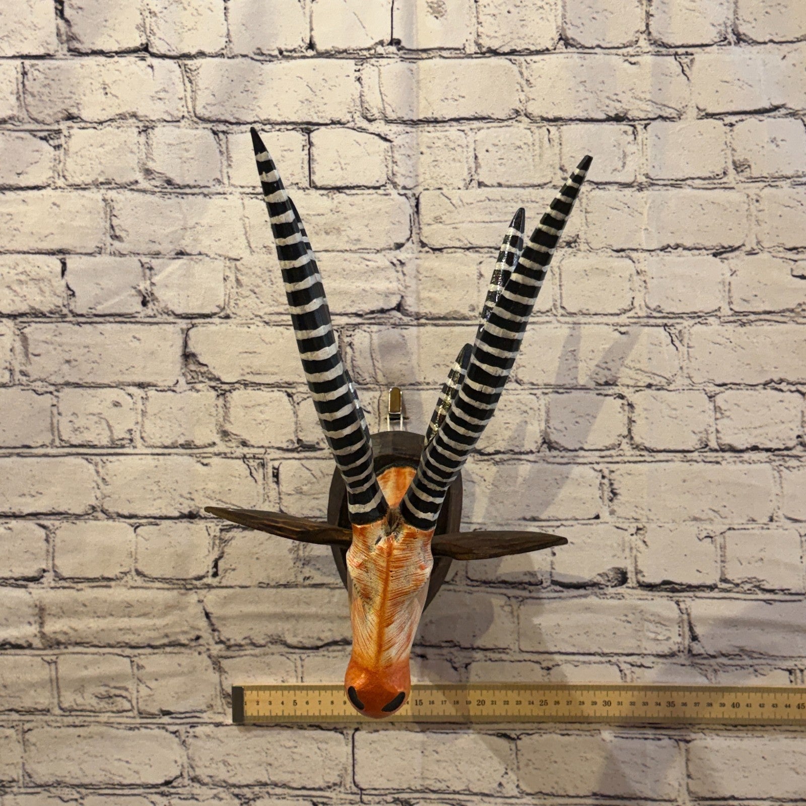 40cm x 25cm Elk White Carved Fair Trade Wooden Animal Wall Art Wall Hang Mask3