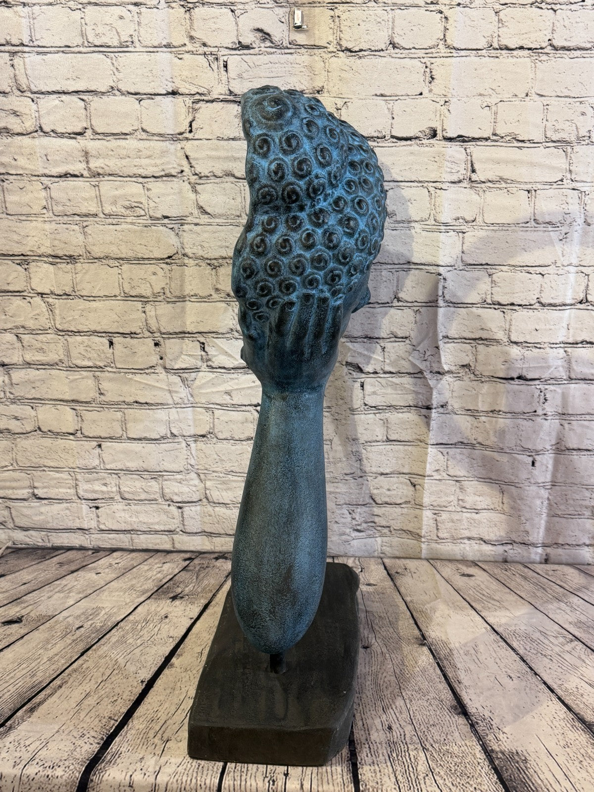 Blue 75cm x 35cm Thai Buddha Head In Hand On Base Statue Resin Hindu3