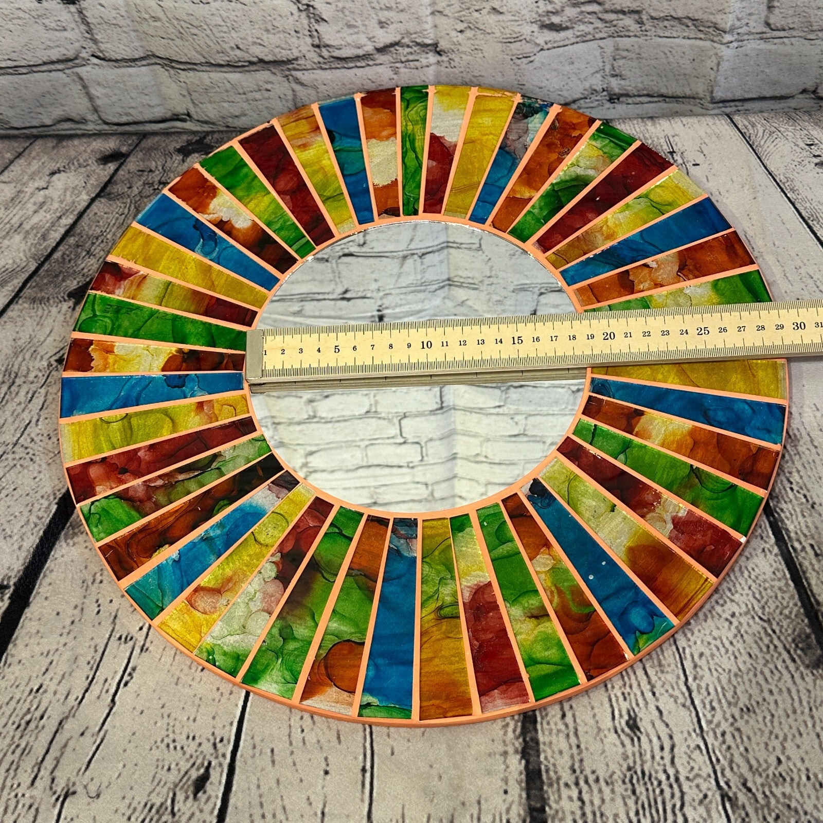 Rainbow Terracotta Line Mosaic Tile Wall Mirror 40cm x 40cm 16 Inches Handmade5
