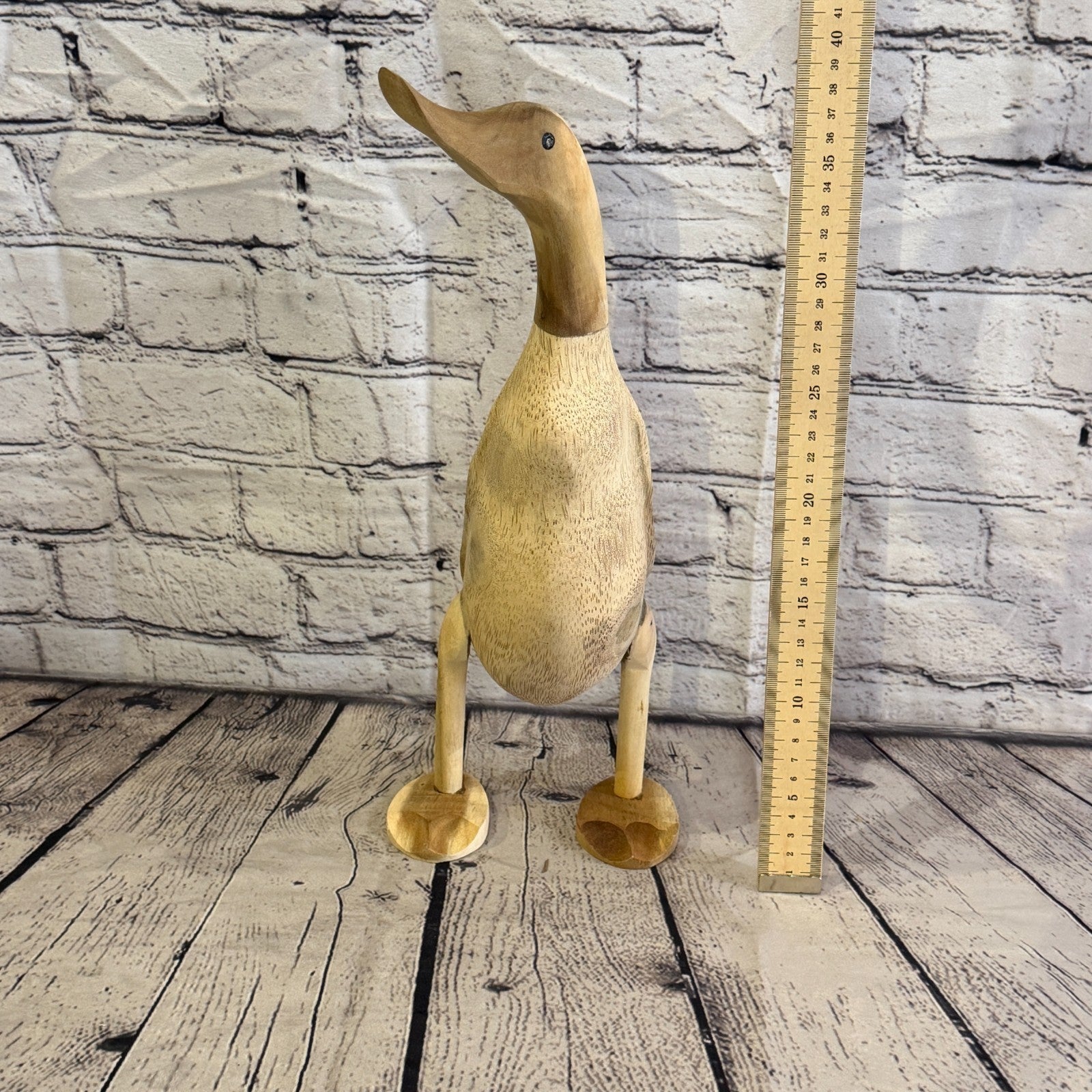 Looking Right 40cm Tall Wooden Smooth Duckling Baby Duck Bamboo Root Fairtrade5