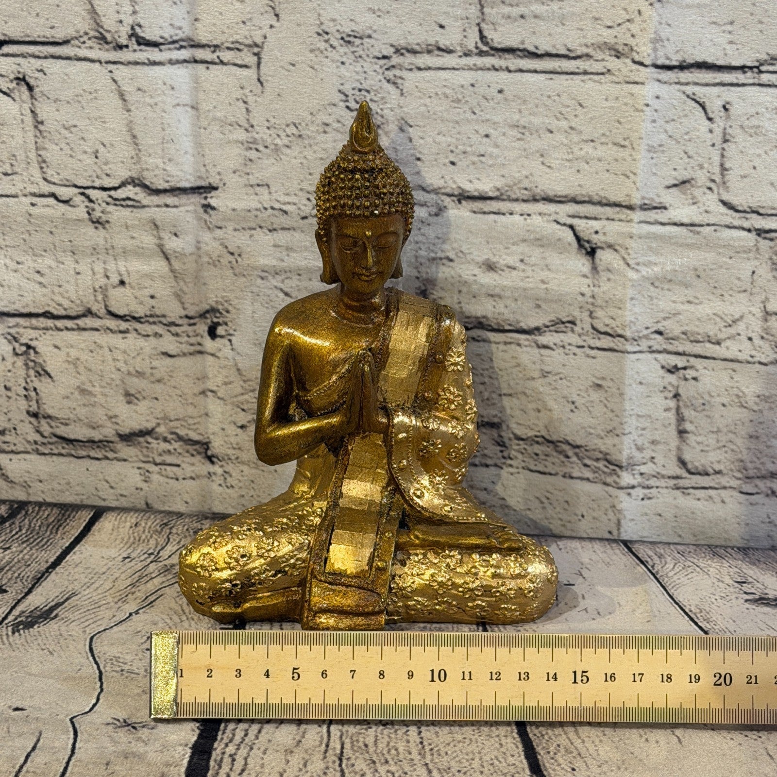 Bronze & Bronze 20cm x 15cm Small Thai Spike Buddha Sitting Statue Resin Hindu6