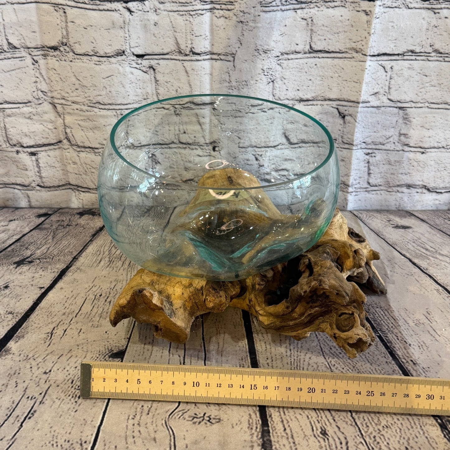 20cm Tall Fruit Bowl Colour Melted Glass Wood Decorative Vase Glass Sculpture6