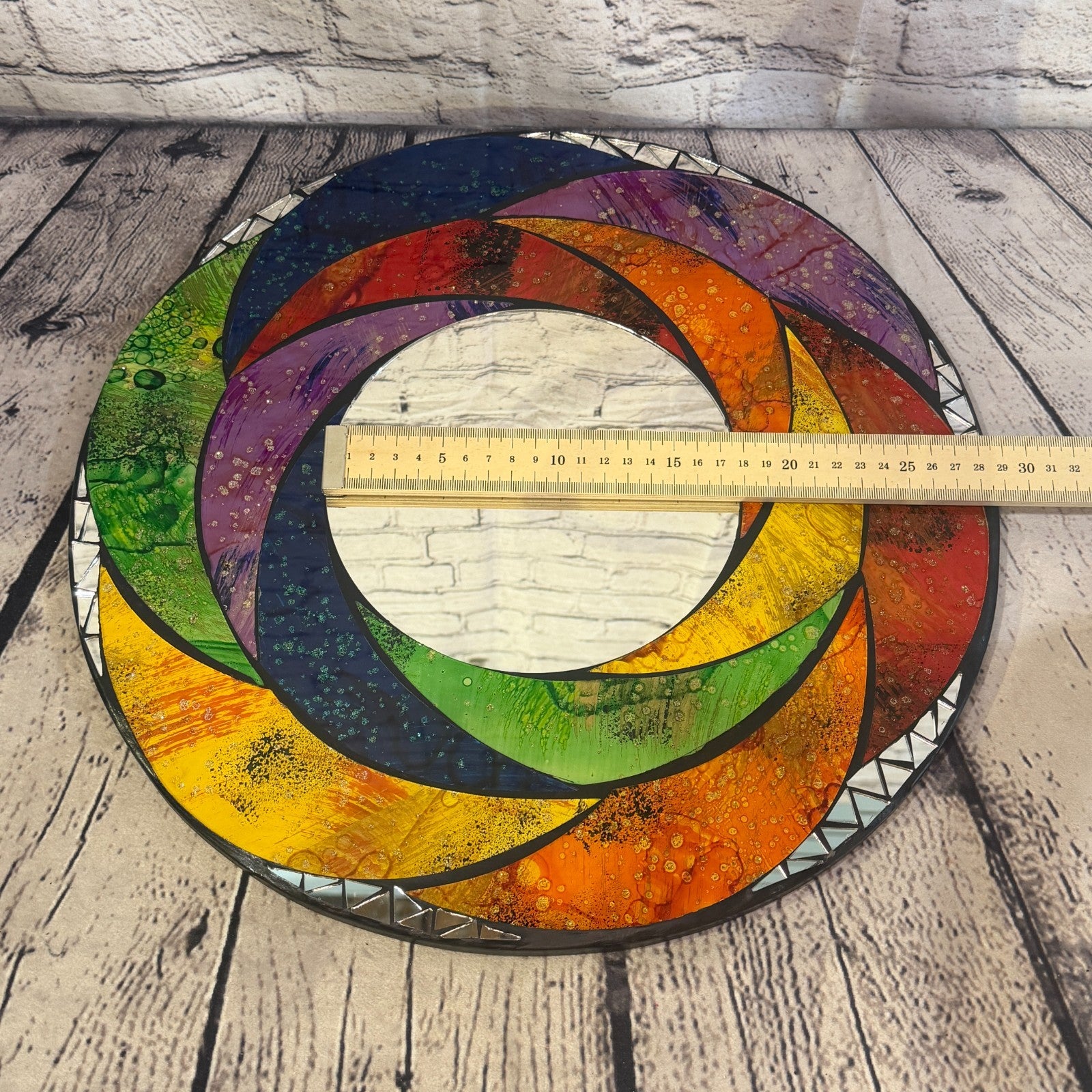 Rainbow Swirl Mosaic Tile Wall Mirror 40cm x 40cm 16 Inches Handmade New6